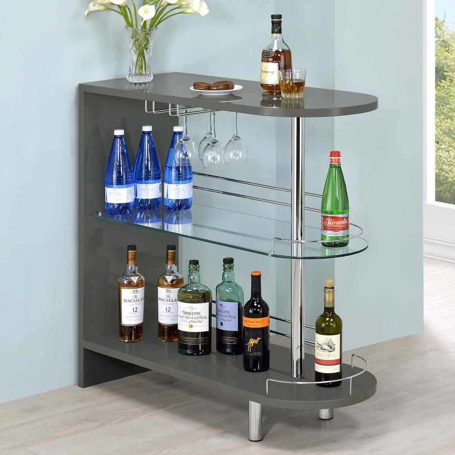 Adolfo Rectangular 2-tier Home Bar Table Gray High Gloss