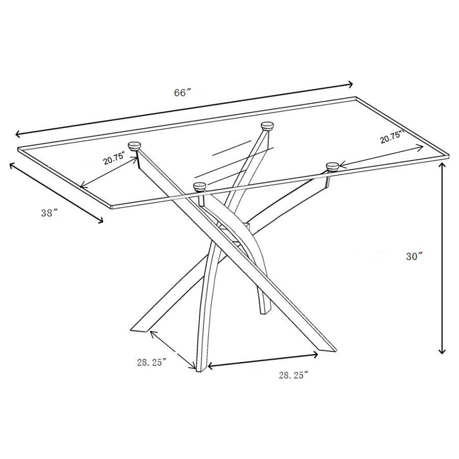 Carmelo 5-piece Rectangular Glass Top Dining Set Chrome