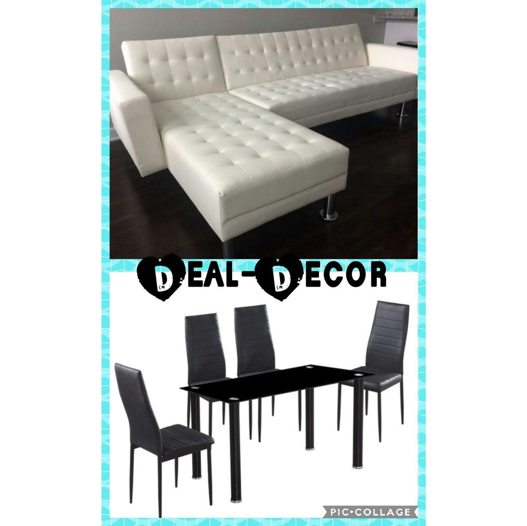 1316/1103 COMBO WHITE SECTIONAL & 5PC DINING