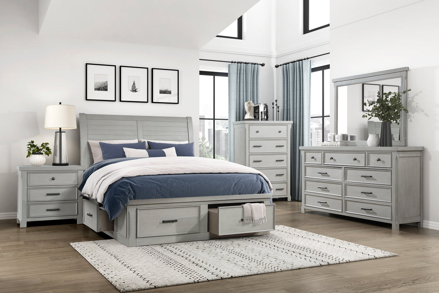 WILLOWBROOK COLLECTION QUEEN 4 PC BEDROOM SET WITH STORAGE (B,D,M,N)