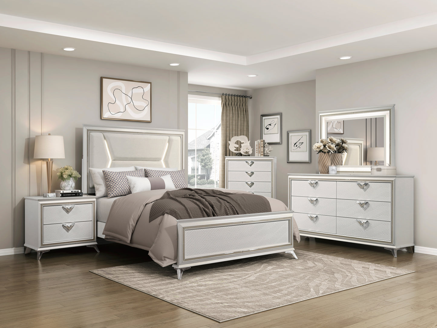 AUDRA COLLECTION QUEEN 4 PC BEDROOM SET (B,D,M,N)
