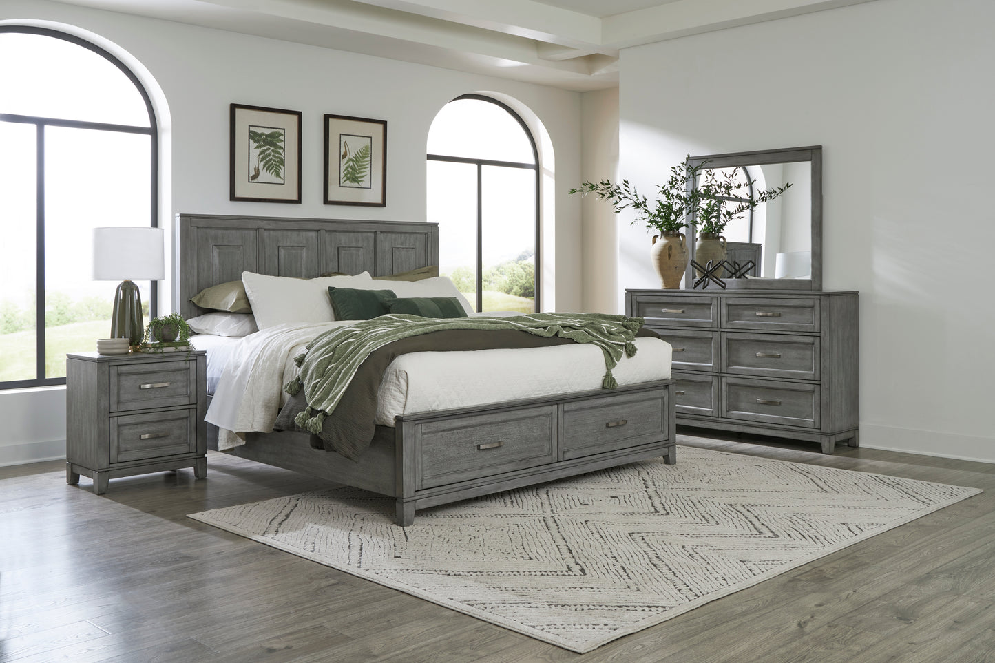 GARRETSON COLLECTION KING PLATFORM/STORAGE 4 PC BEDROOM SET (B,D,M,N)