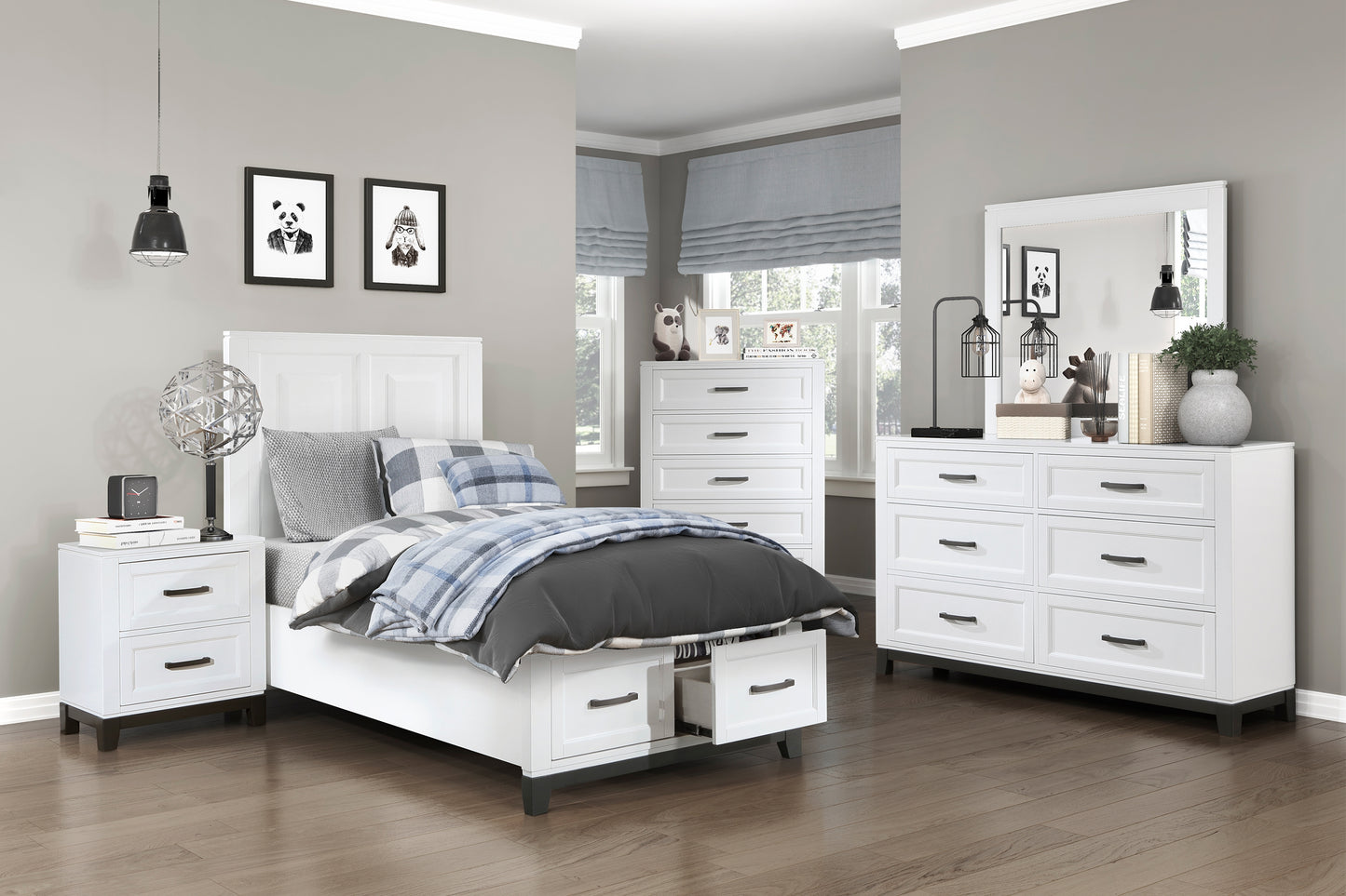 GARRETSON COLLECTION TWIN PLATFORM/STORAGE 4 PC BEDROOM SET (B,D,M,N)