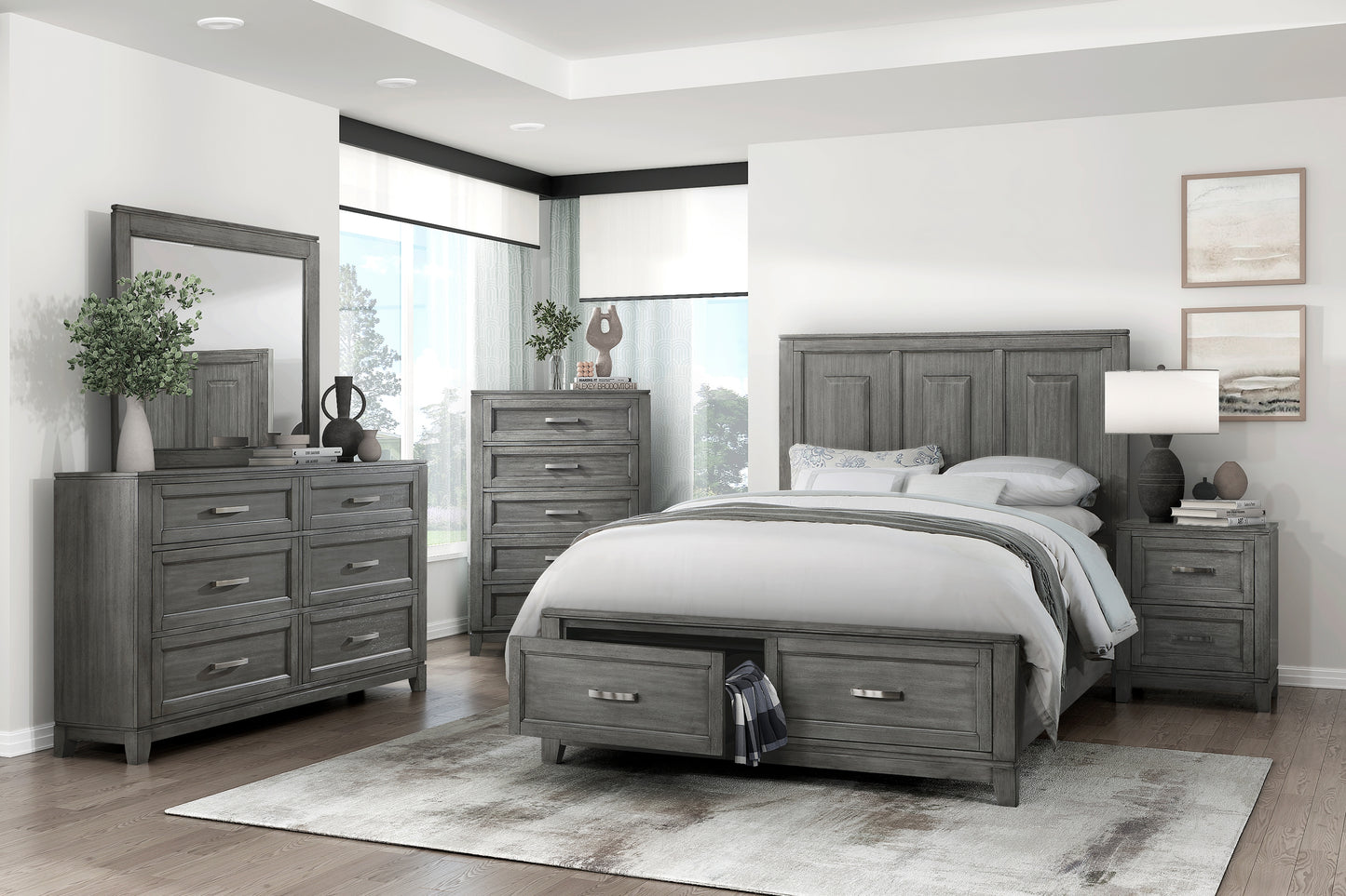 GARRETSON COLLECTION QUEEN PLATFORM/STORAGE 4 PC BEDROOM SET (B,D,M,N)
