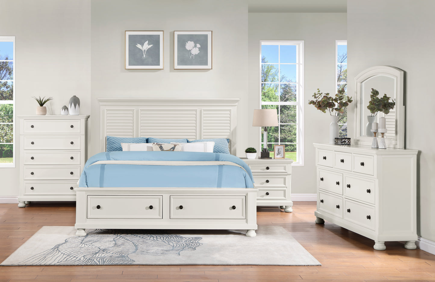 ST. SIMON COLLECTION 4 PC KING STORAGE BEDROOM SET (B,D,M,N)