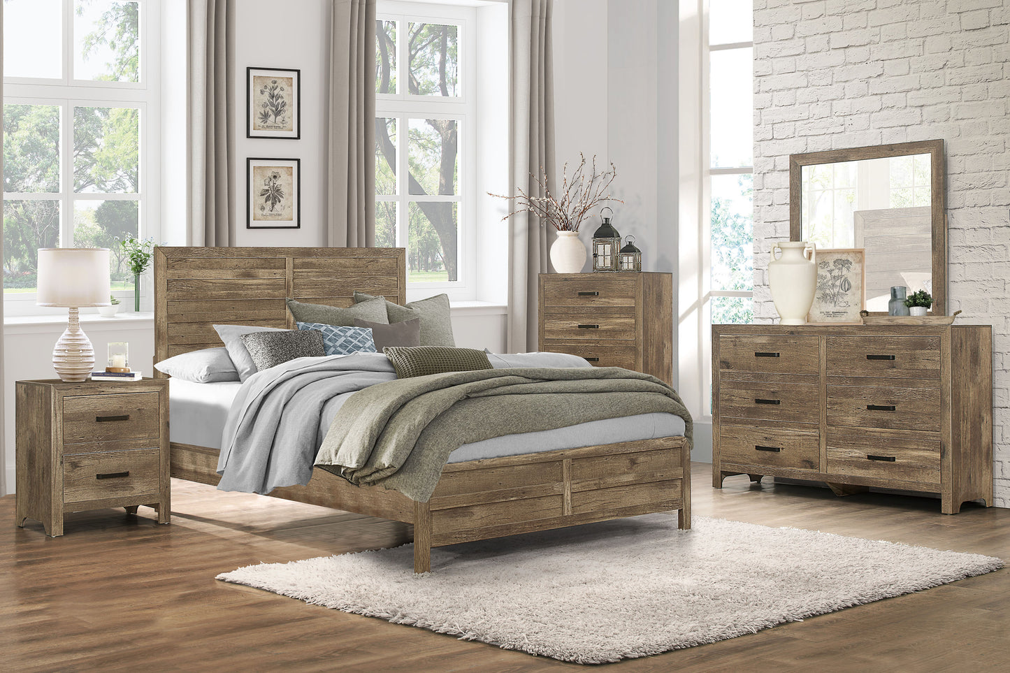MANDAN COLLECTION KING 4 PC BEDROOM SET (B,D,M,N) BROWN