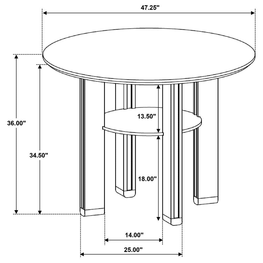 Ottowa 5-piece Round Wood Counter Height Dining Room Table Set Brown