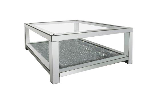Valentina 1-shelf Square Glass Top Coffee Table Silver