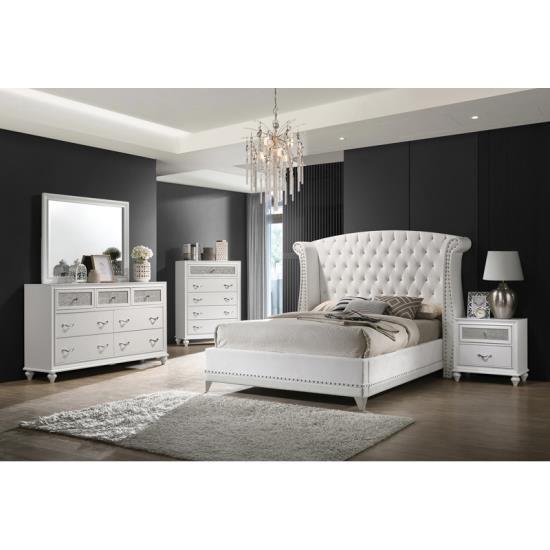 Barzini 4-piece Eastern King Bedroom Set White (B,D,M,N)