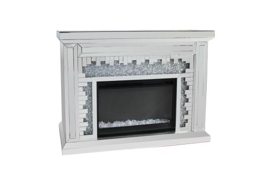 Gilmore Mirrored Freestanding Electric Fireplace Silver