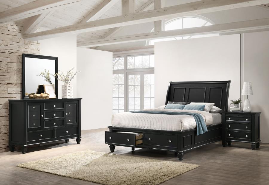 Sandy Beach 4-piece Queen Platform/Storage Bedroom Set Black (B,D,M,N)