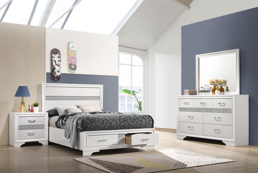 Miranda 4-piece Full Bedroom Set White Platform/Storage (B,D,M,N)