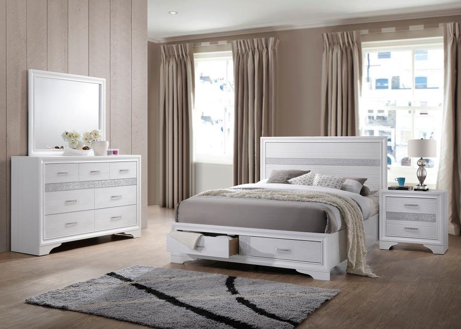 Miranda 4-piece Queen Bedroom Set White Platform/Storage (B,D,M,N)