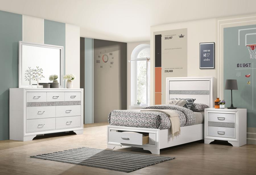 Miranda 4-piece Twin Bedroom Set White Platform/Storage (B,D,M,N)
