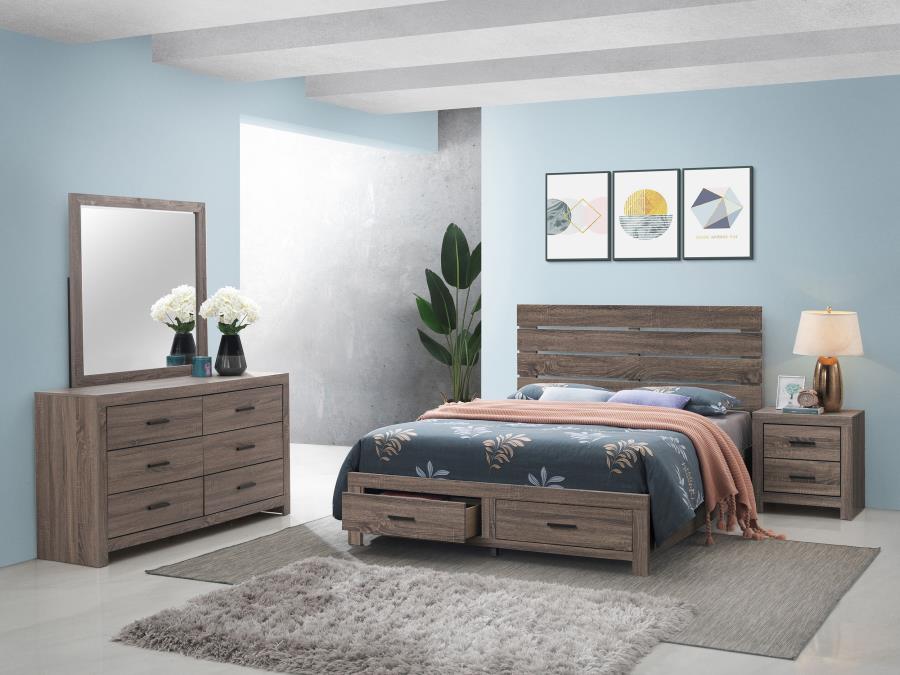 Brantford 4-piece Eastern King Bedroom Set Barrel Oak with Storage (B,D,M,N)