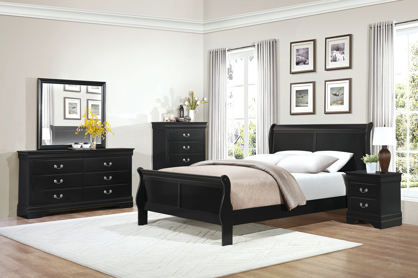 MAYVILLE COLLECTION FULL BLACK SLEIGH BEDROOM (B,D,M,N)