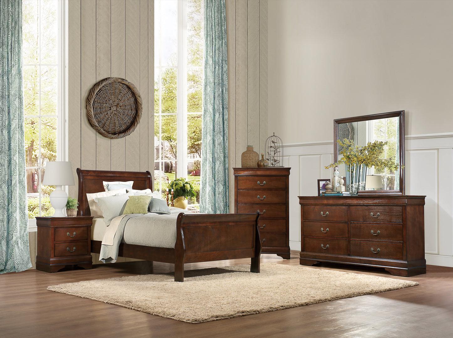 MAYVILLE COLLECTION TWIN CHERRY SLEIGH BEDROOM (B,D,M,N)