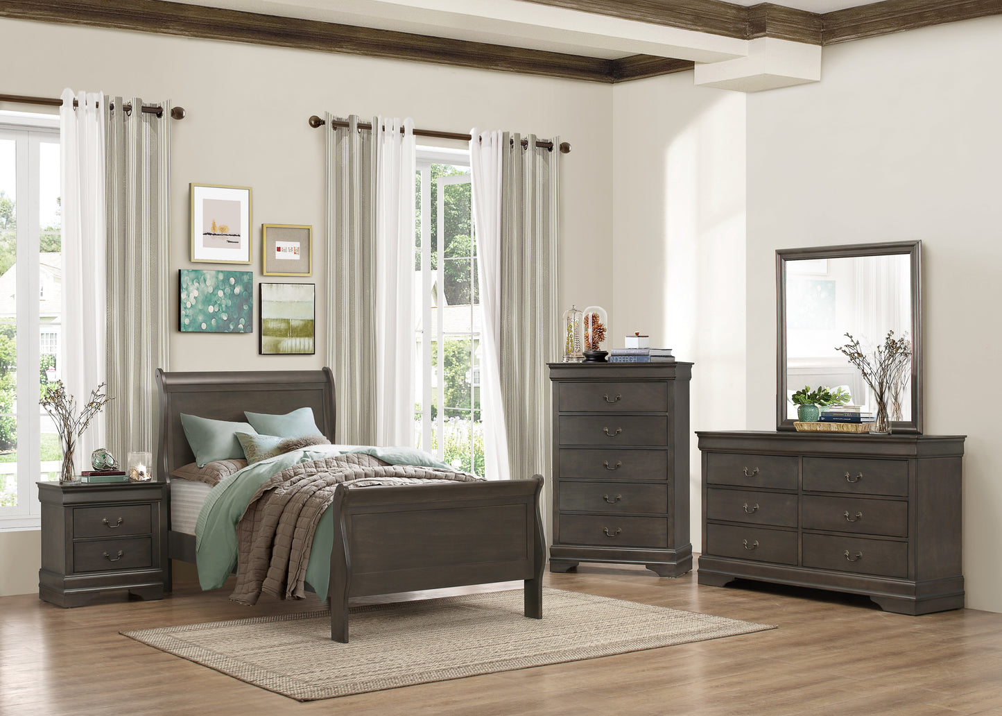 MAYVILLE COLLECTION TWIN GRAY SLEIGH BEDROOM (B,D,M,N)