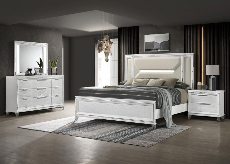 Marmore 4-piece Queen Bedroom Set White (B,D,M,N)