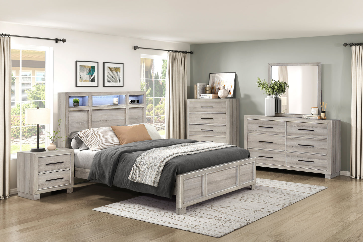 EVERETT COLLECTION KING 4PC BEDROOM SET (B,D,M,N)