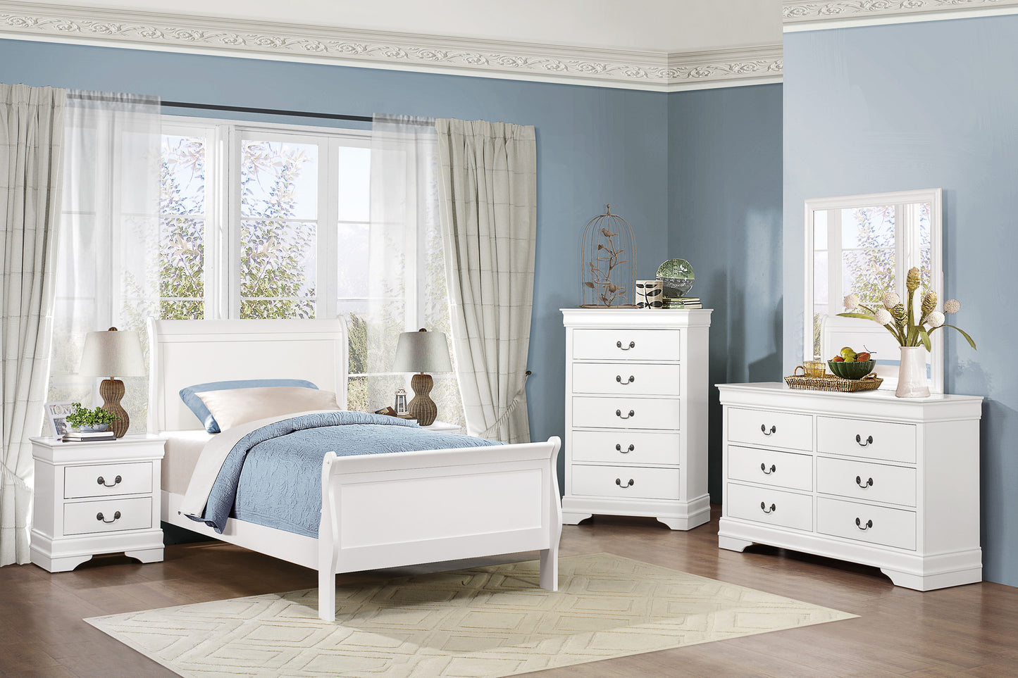 MAYVILLE COLLECTION TWIN WHITE SLEIGH BEDROOM (B,D,M,N)