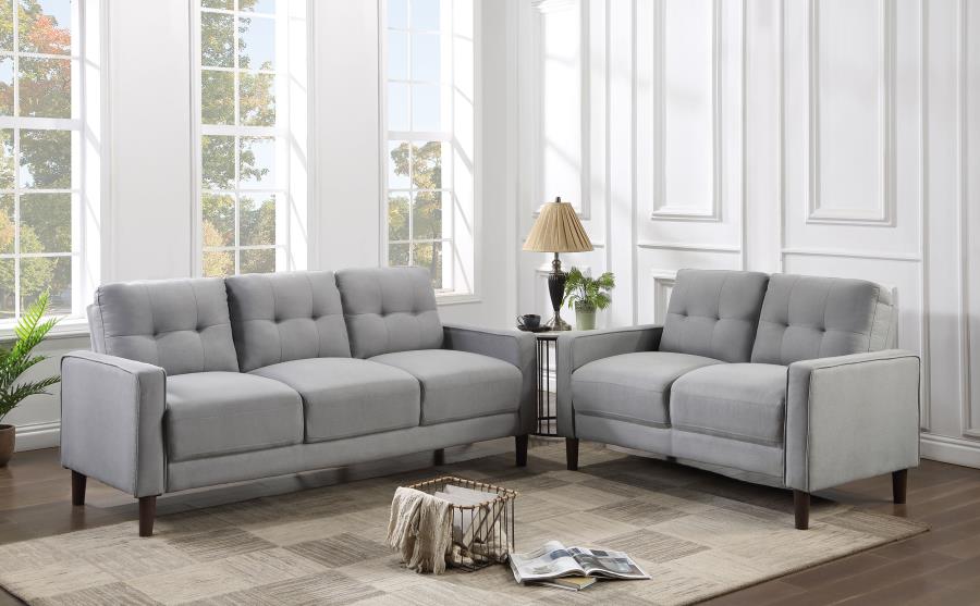 Bowen 2-piece Upholstered Track Arm Tufted Sofa Set Gray