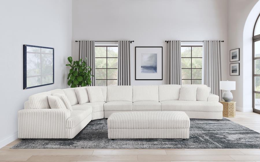 Emberson 4-piece Upholstered Modular Sectional Sofa with Ottoman Ivory