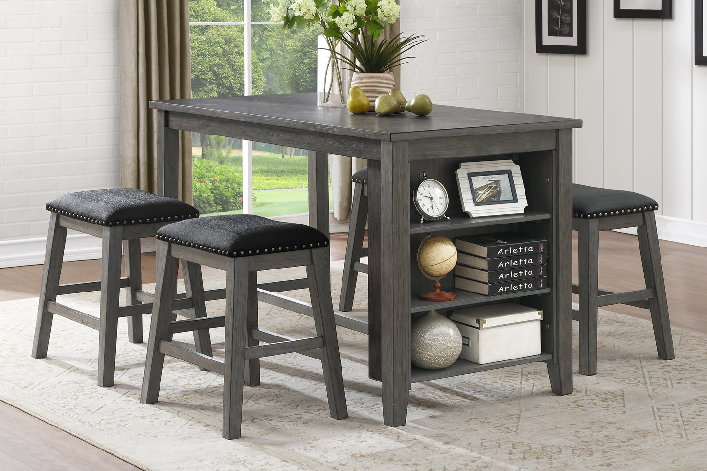 TIMBRE COLLECTION 5PC GRAY & BLACK DINING