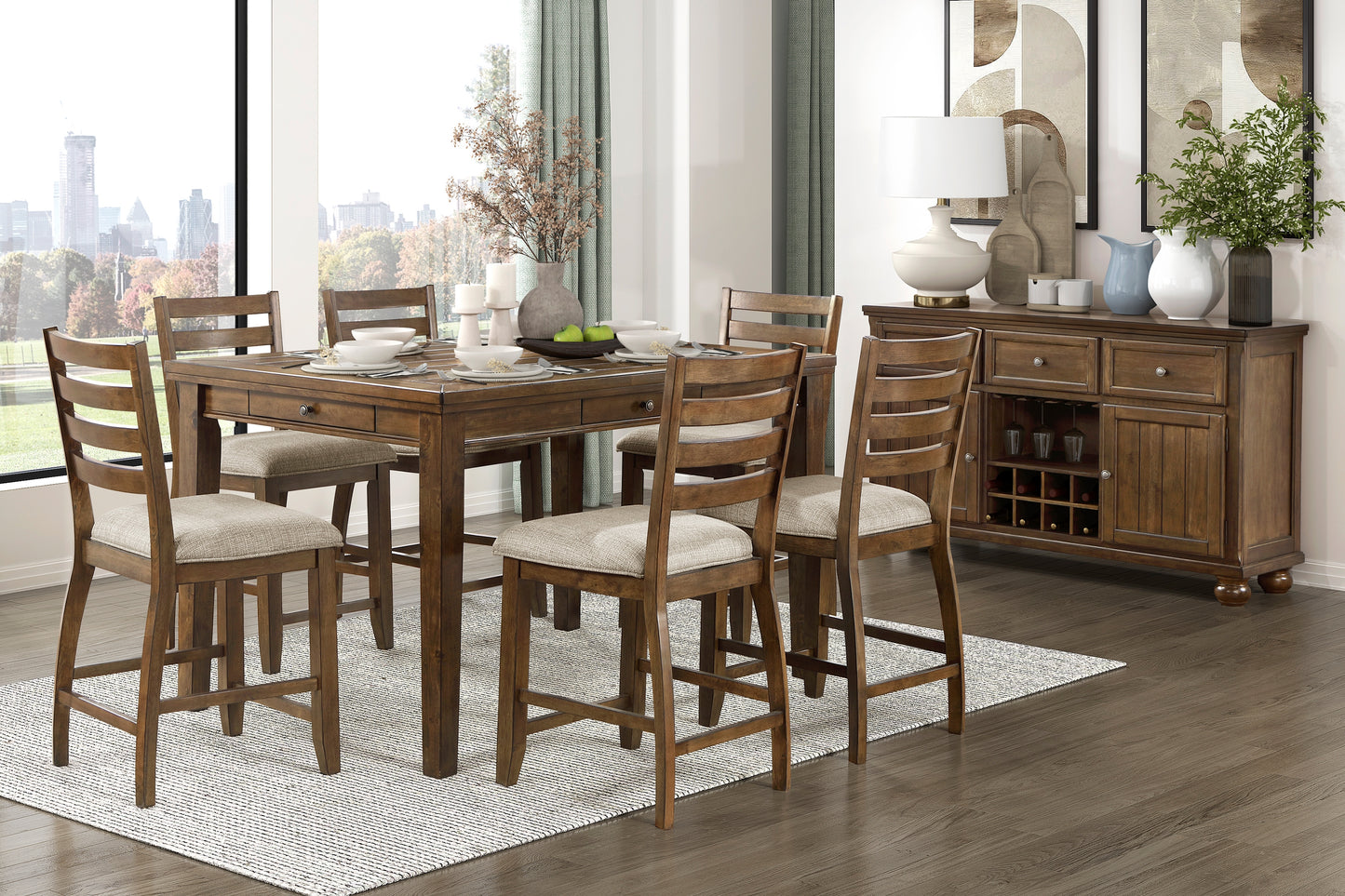 TIGARD COLLECTION 7 PC COUNTER HEIGHT DINING SET
