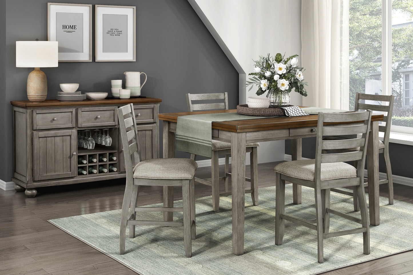TIGARD COLLECTION 5 PC COUNTER HEIGHT DINING SET