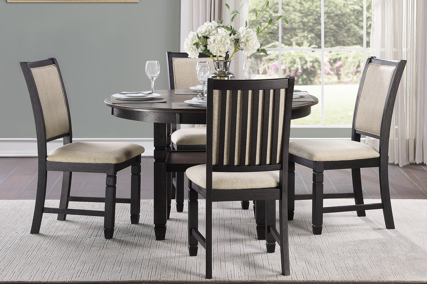 ASHER COLLECTION 5 PC BLACK DINING SET