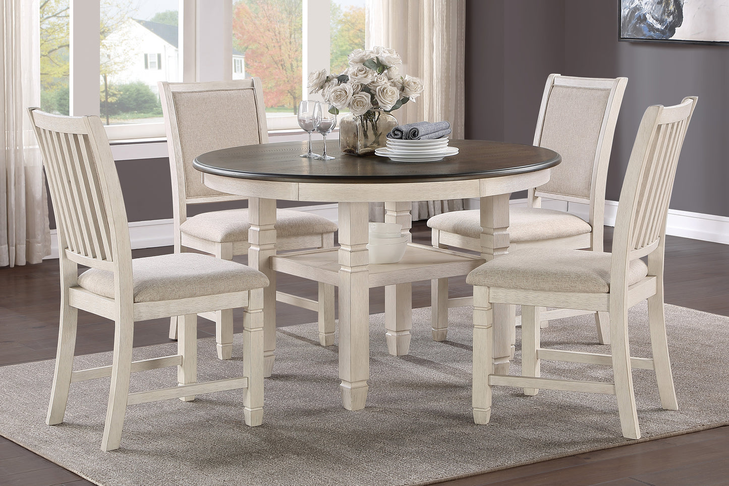ASHER COLLECTION 5 PC WHITE DINING SET