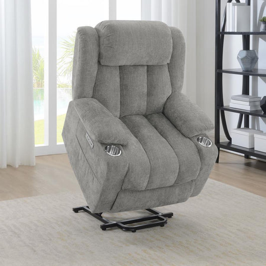 POWER LIFT CHAIR OVERSTUFFED GRAY W/USB