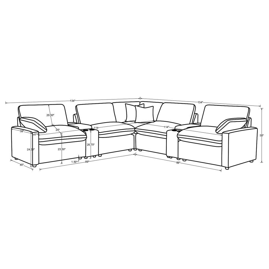Collins 7-piece Modular Power Reclining Sectional Grey (Coming soon!)