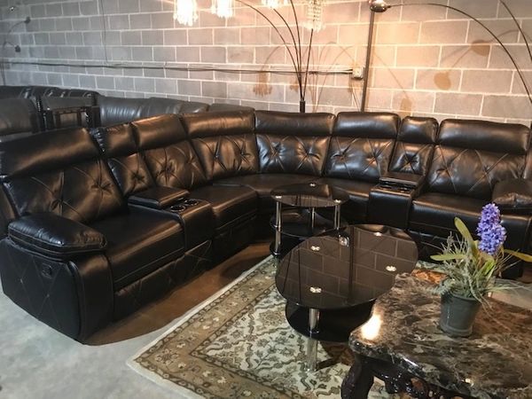 #6238 BLACK RECLINING SECTIONAL