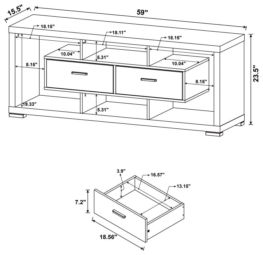 Darien 2-drawer Engineered Wood 59" TV Stand White