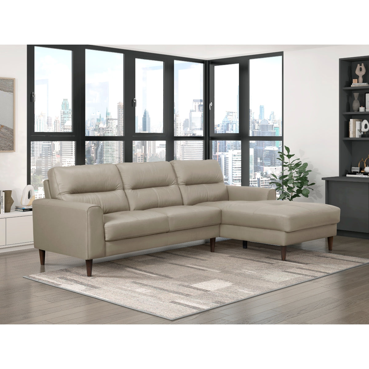 LEWES COLLECTION TAN GENUINE LEATHER SECTIONAL