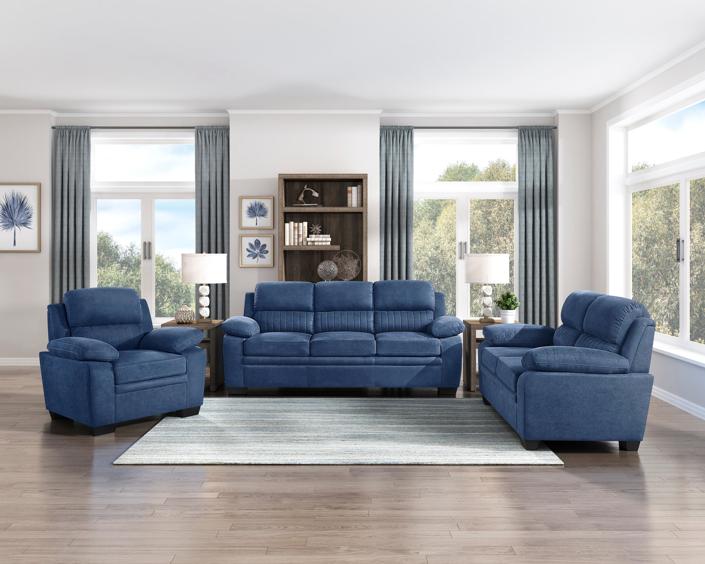 HOLLEMAN COLLECTION 3PC SOFA, LOVE AND CHAIR BLUE