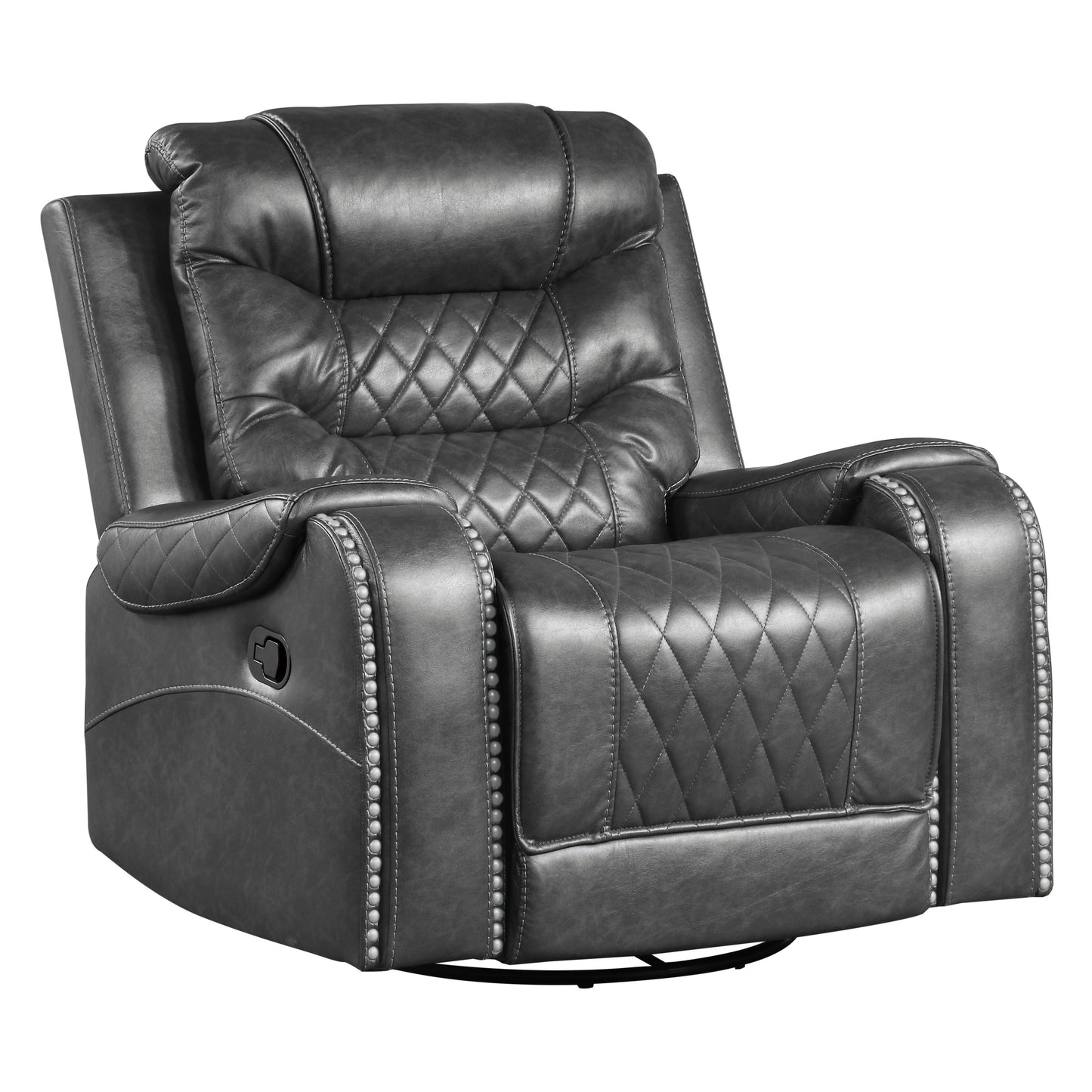 PUTNAM COLLECTION SWIVEL GLIDER RECLINING CHAIR GRAY
