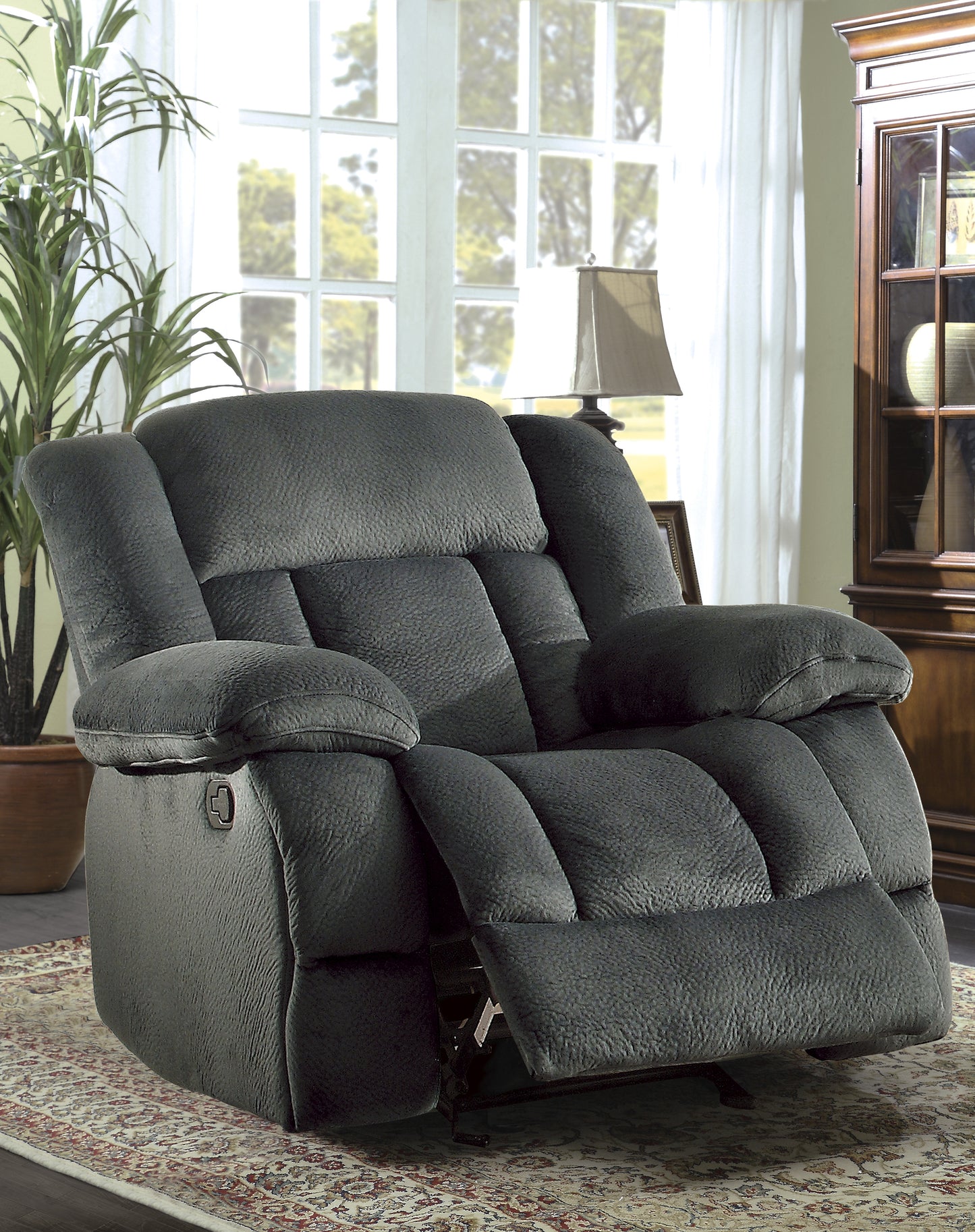 LAURELTON COLLECTION CHARCOAL GLIDER RECLINING CHAIR