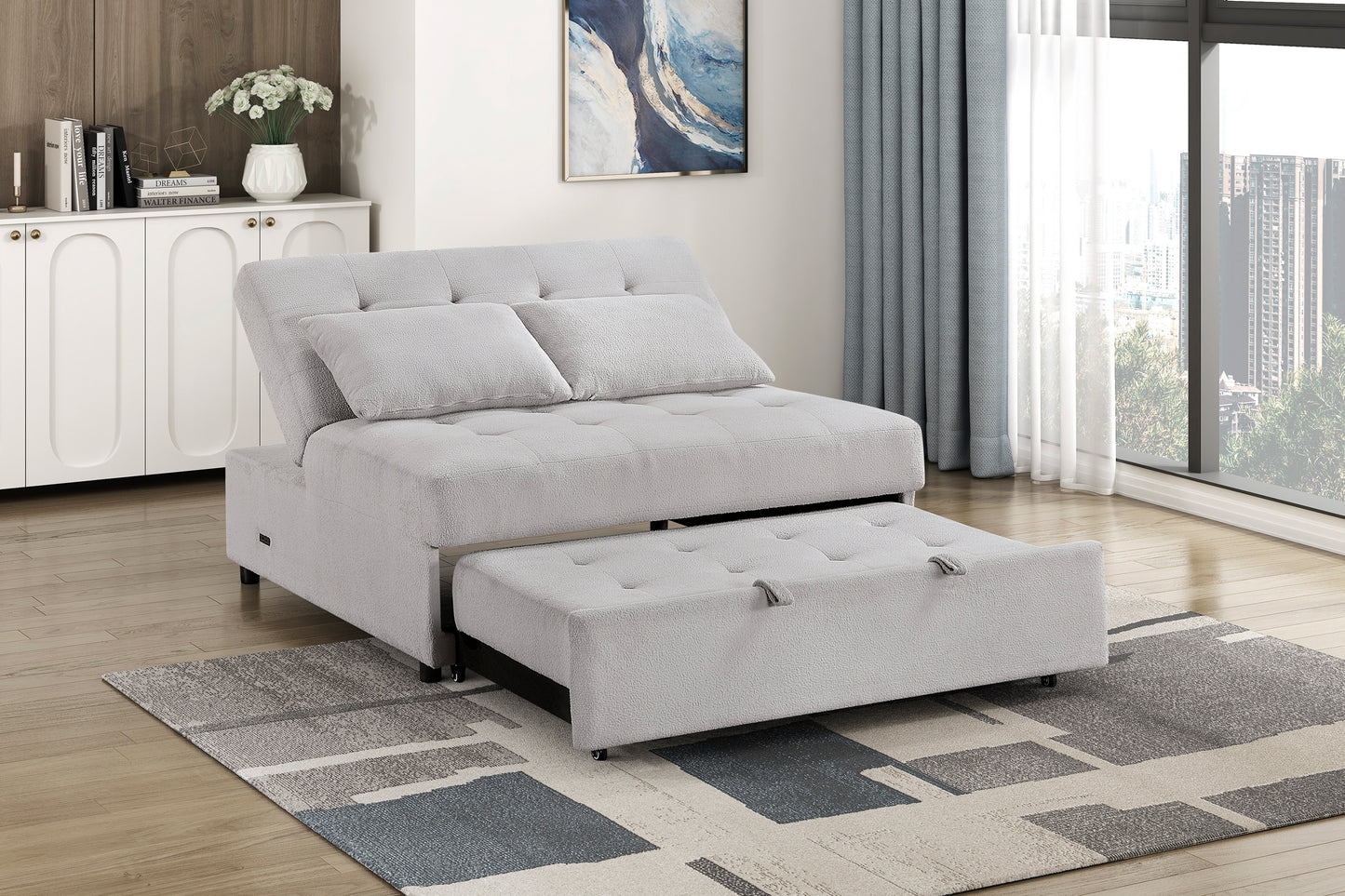 DESMOND COLLECTION CONVERTIBLE ARMLESS 2-SEATER GRAY