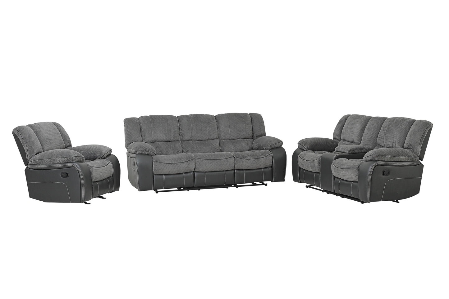 DAVID 3 PC RECLINING SOFA, LOVESEAT AND CHAIR GRAY