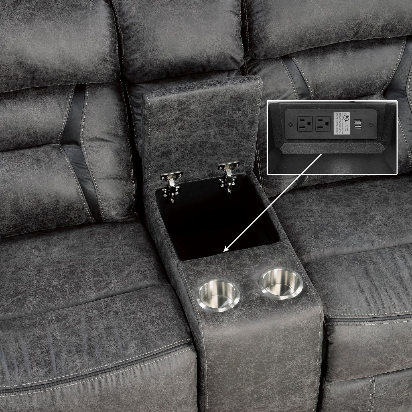 MADRONA HILL COLLECTION 2PC RECLINING SOFA AND LOVESEAT GRAY