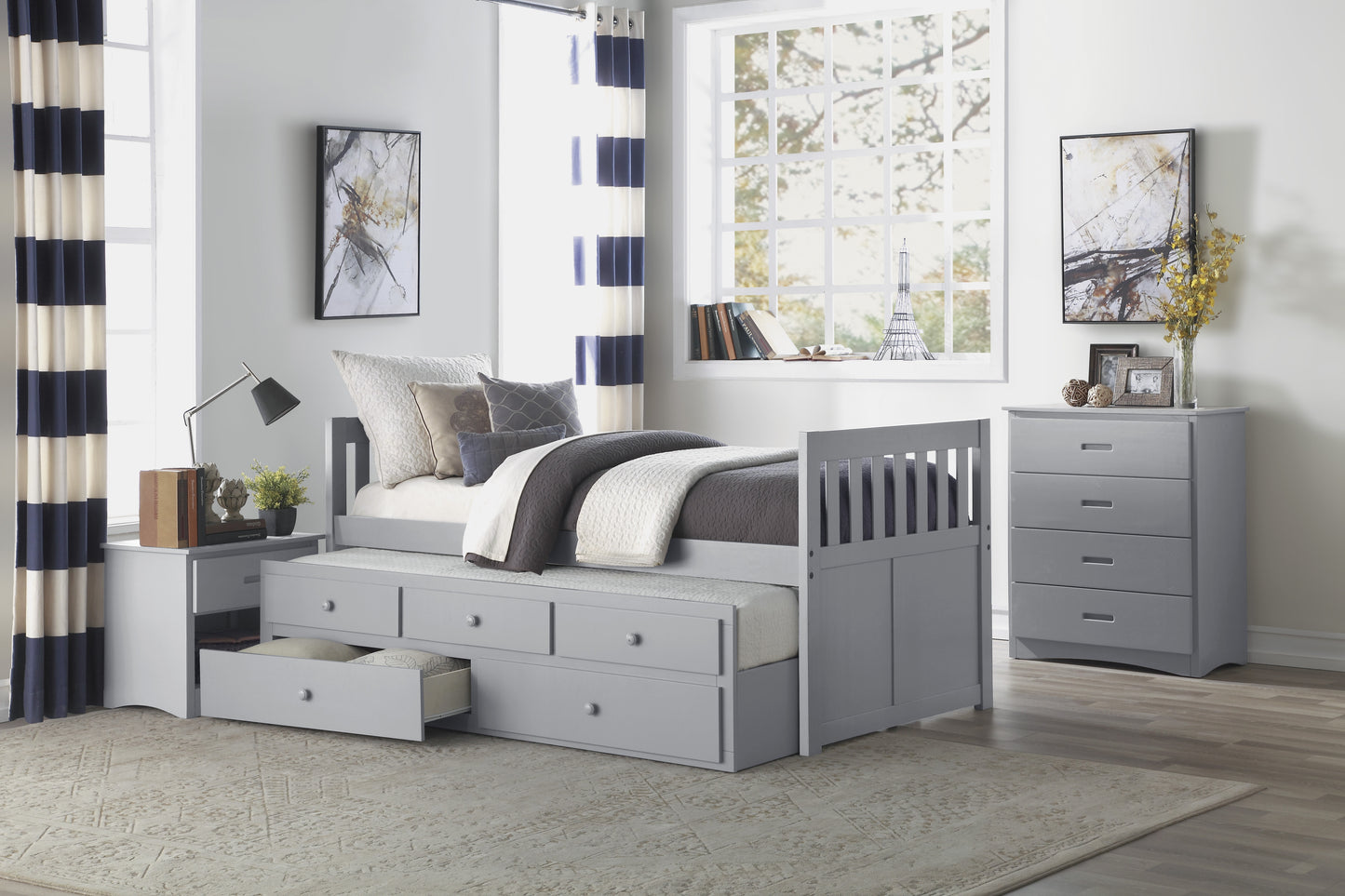 TWIN/TWIN GRAY TRUNDLE WITH STORAGE