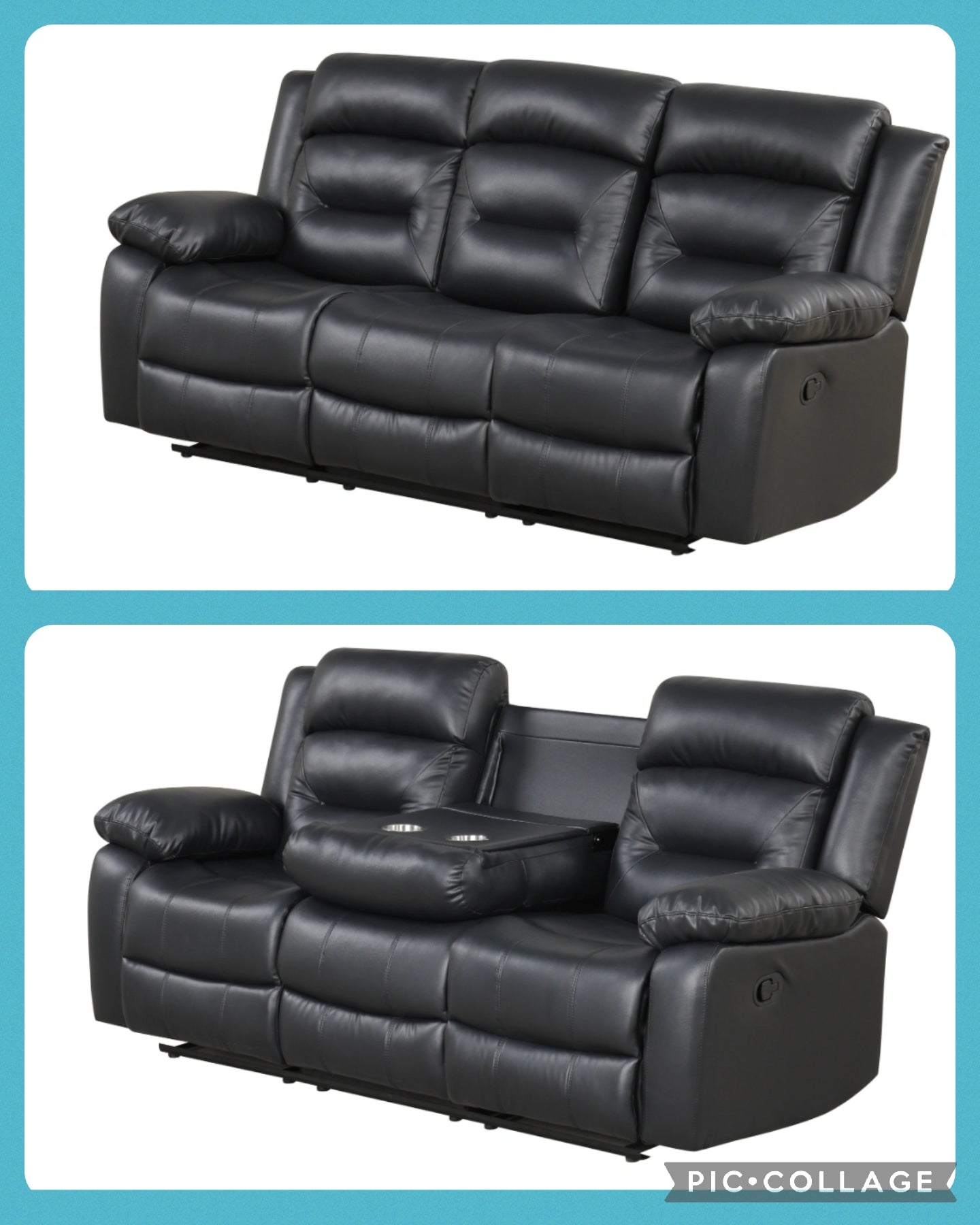 MARCUS 2PC RECLINING SOFA AND LOVESEAT BLACK