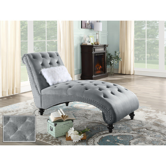 APEX GRAY VELVET CHAISE LOUNGE
