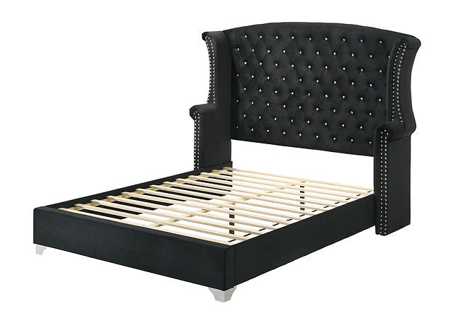 QUEEN HABERSHAM BLACK VELVET BED FRAME