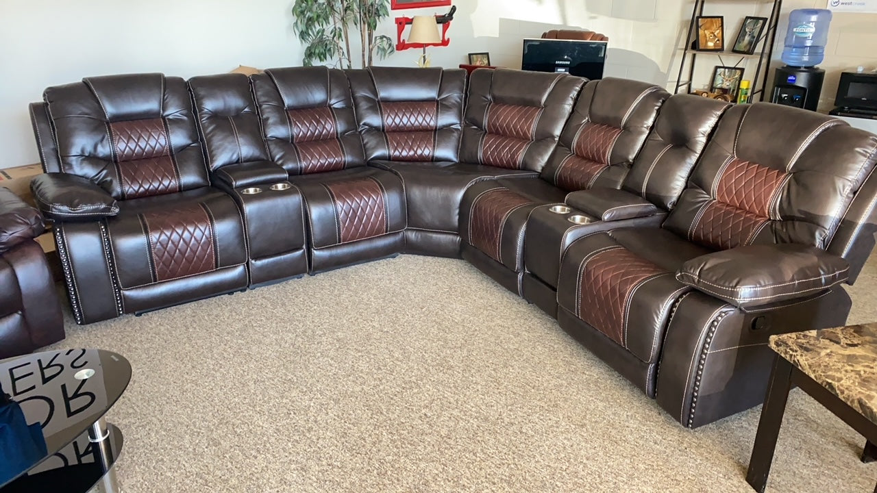 #6235 TWO-TONE BROWN RECLINING SECTIONAL