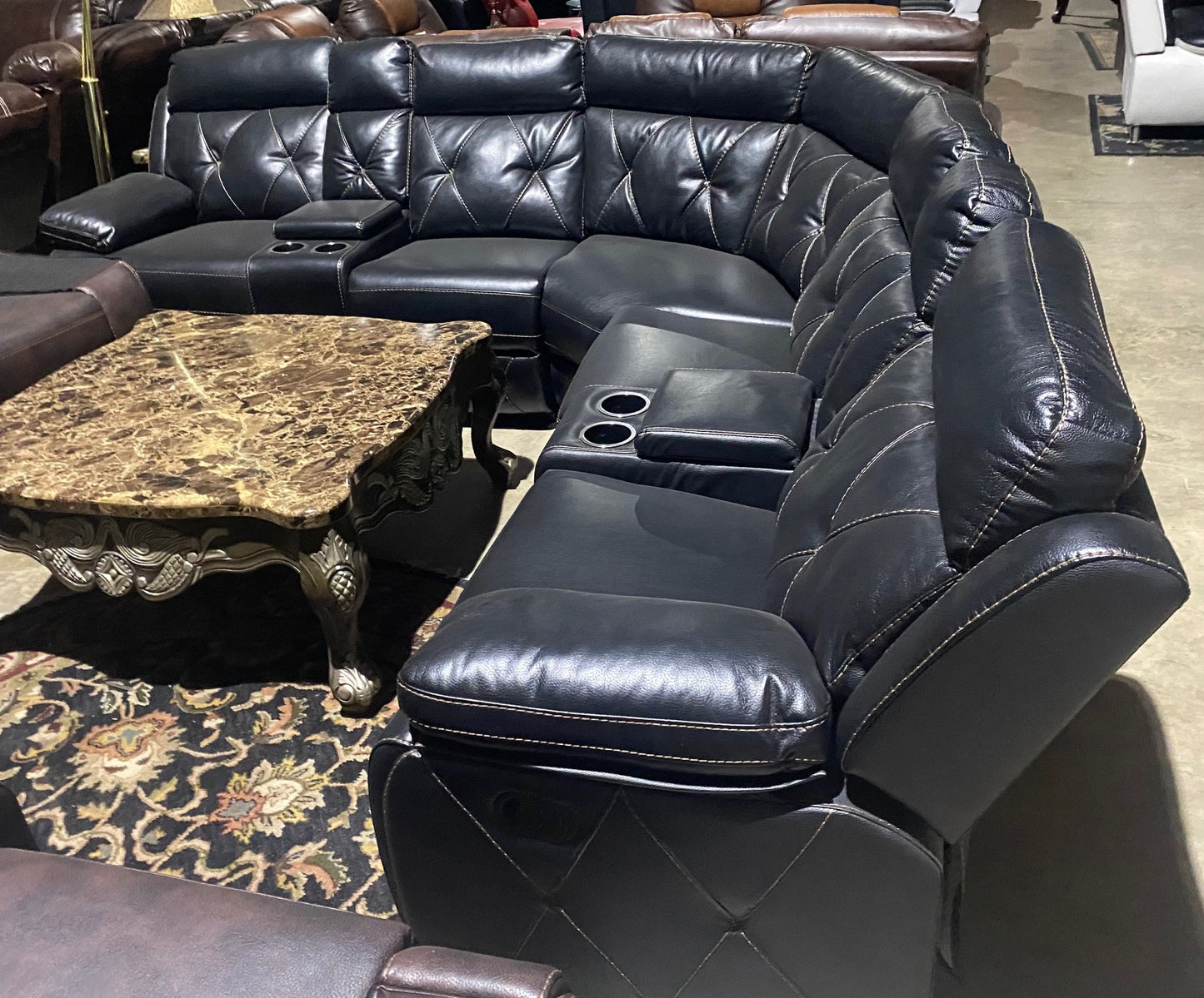 #6238 BLACK RECLINING SECTIONAL