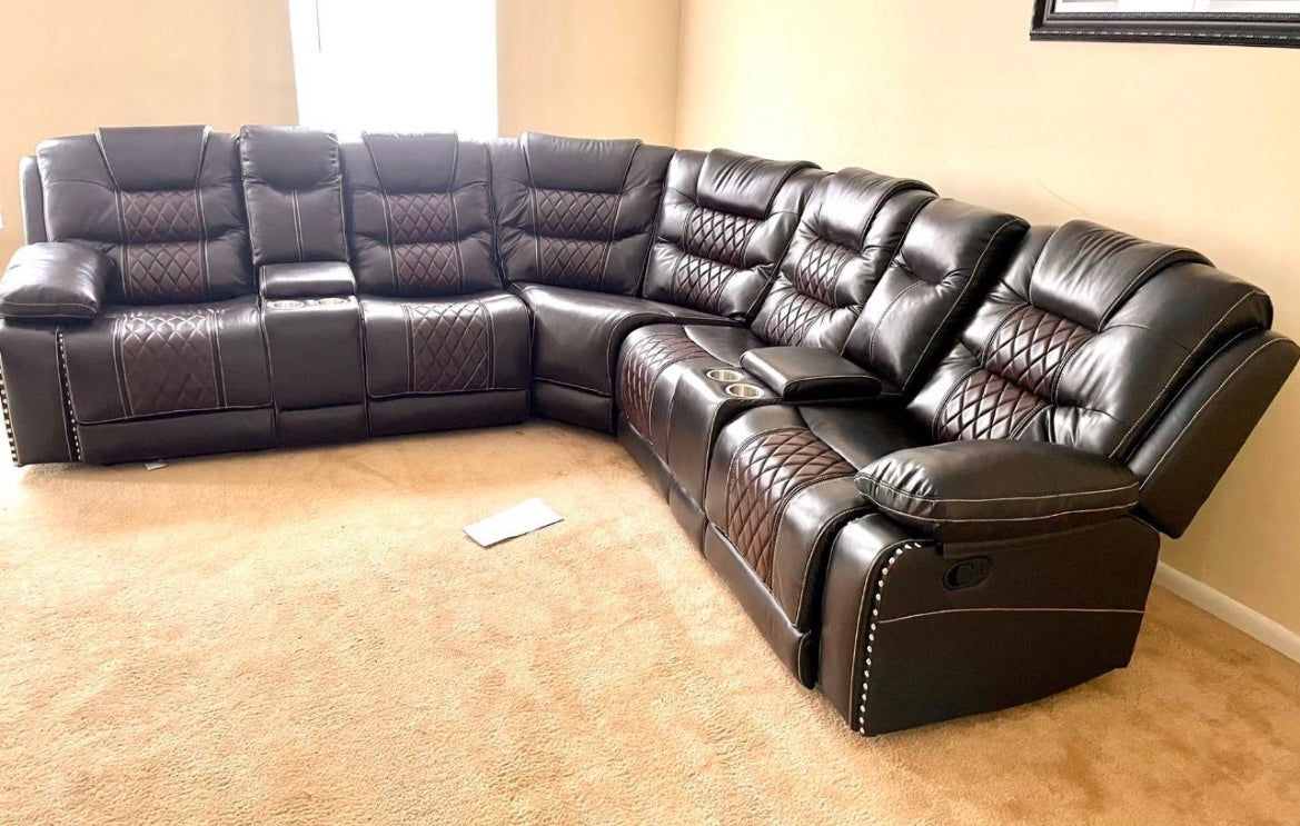 #6235 TWO-TONE BROWN RECLINING SECTIONAL